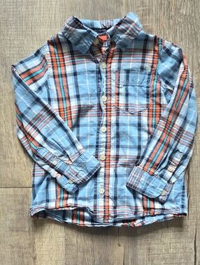OshKosh B'gosh Blue and Orange Plaid Button-Down Shirt
